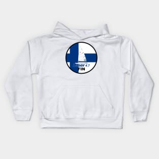 laser class sailboat on flag Finland Kids Hoodie